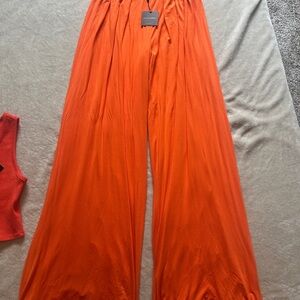 Orange Wide-Leg Pants